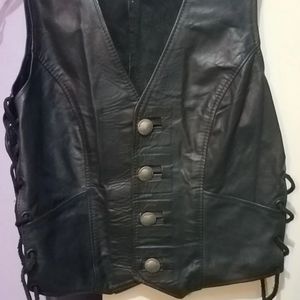 Black leather vest